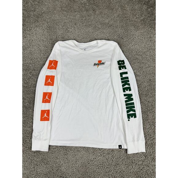 Jordan Shirt Mens Medium White Long Sleeve Gatorade Be Like Mike Jumpman Graphic - Picture 1 of 12
